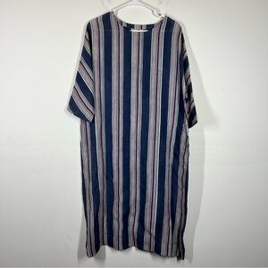 EKA 100% Linen Striped Dress One Size OS